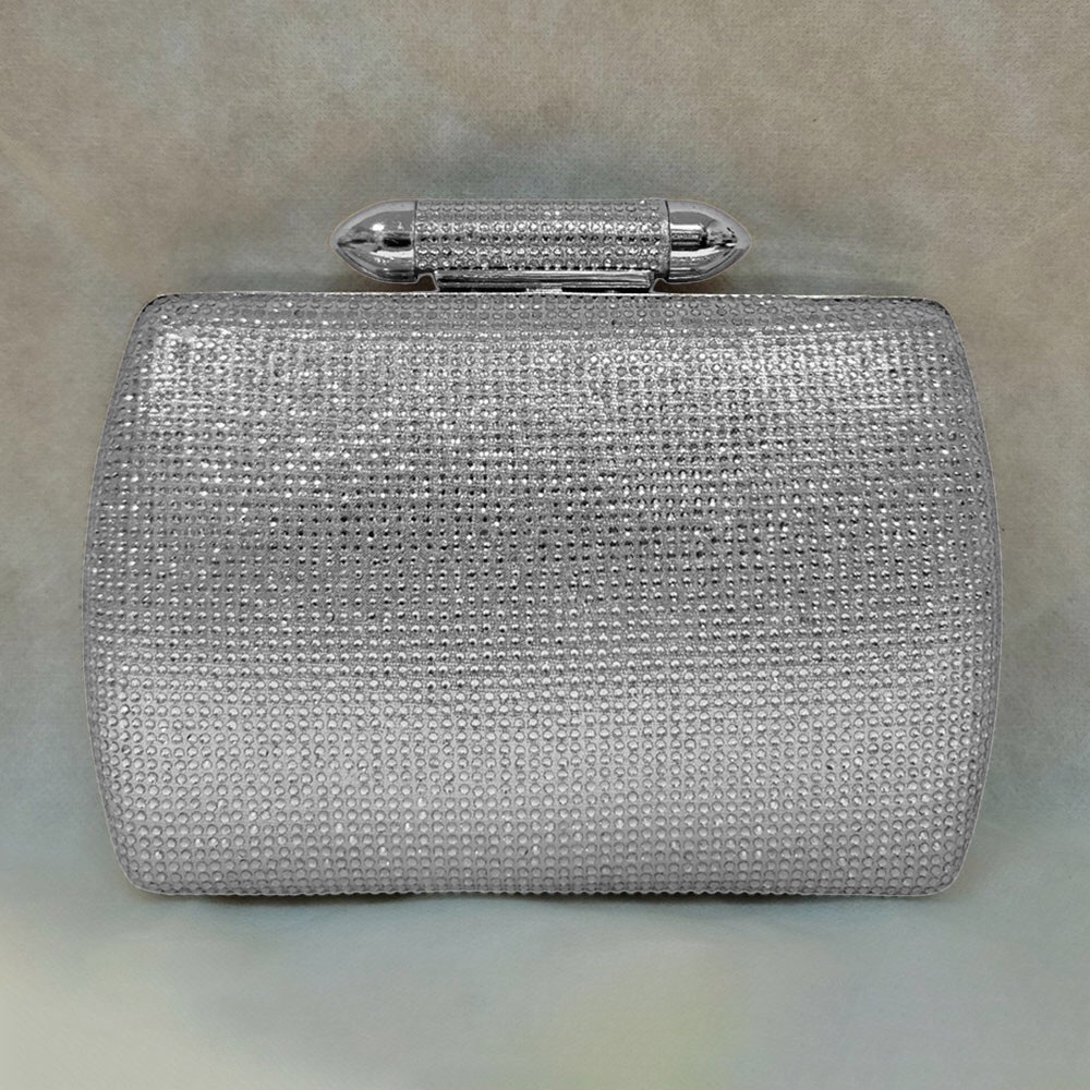 Silver Bling Rhinestone Studded Evening Bag